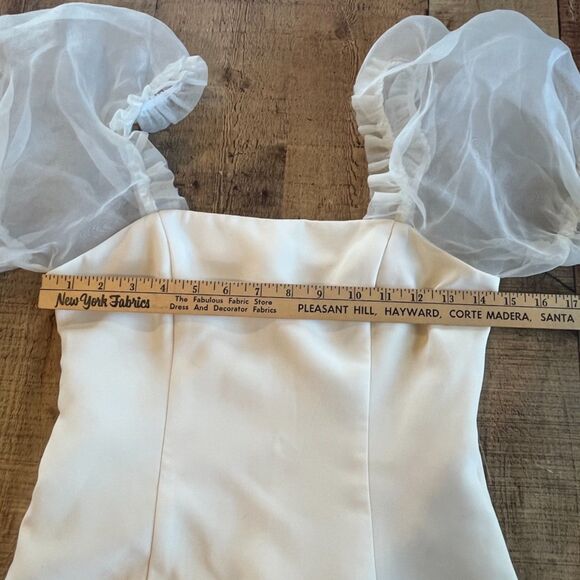 Amanda Uprichard Ivory Puff Sleeve Mini Dress Organza Puff Sleeve Small - Picture 8 of 11